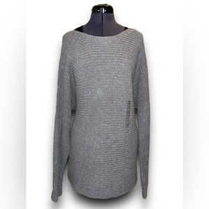 A.N.A. • NWOT Silver Sparkly Sweater, Boatneck, Crewneck, Split Hemline, 1X